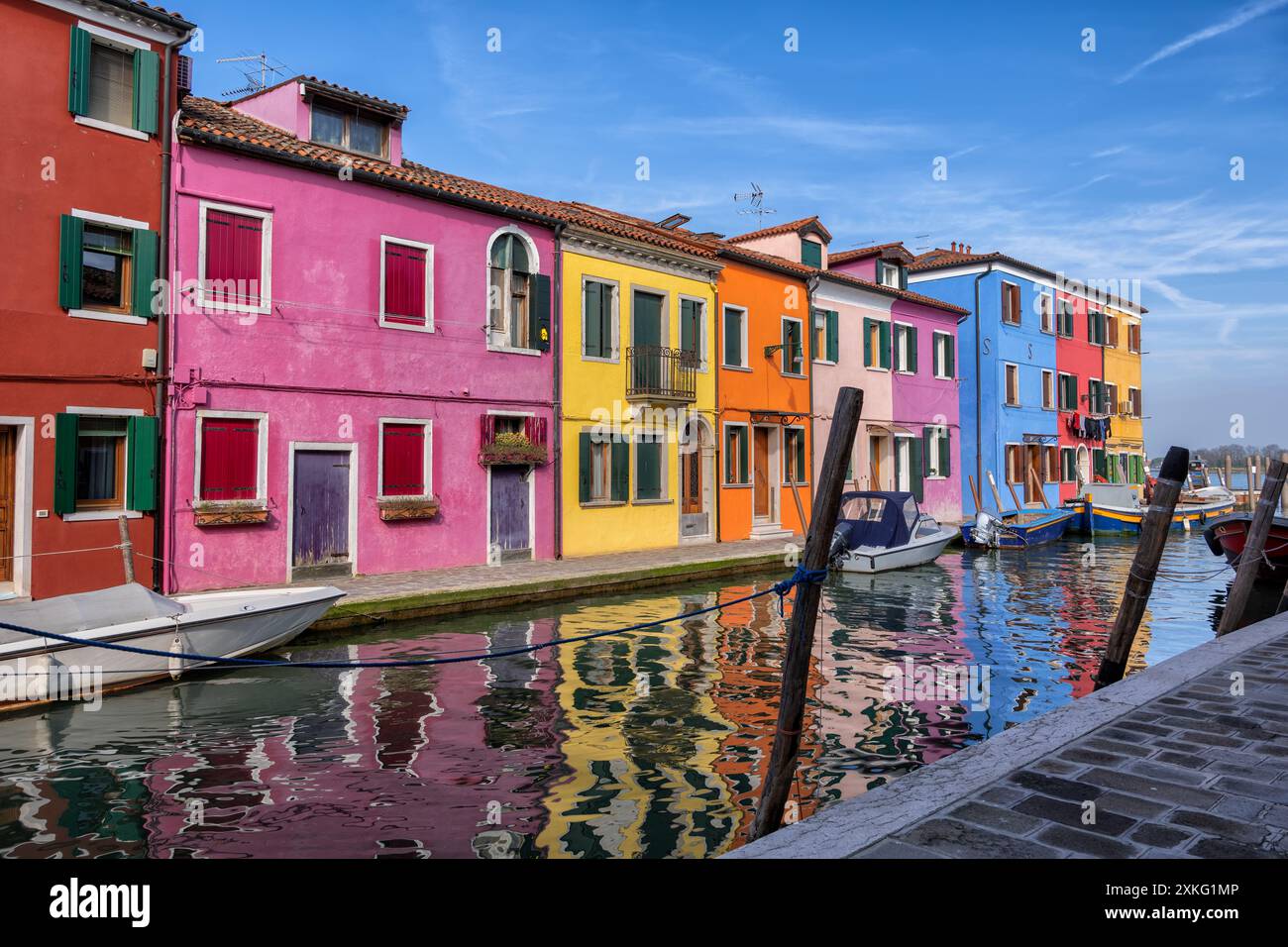 Colorful Houses And Canal On Burano Island In The Venetian Lagoon 