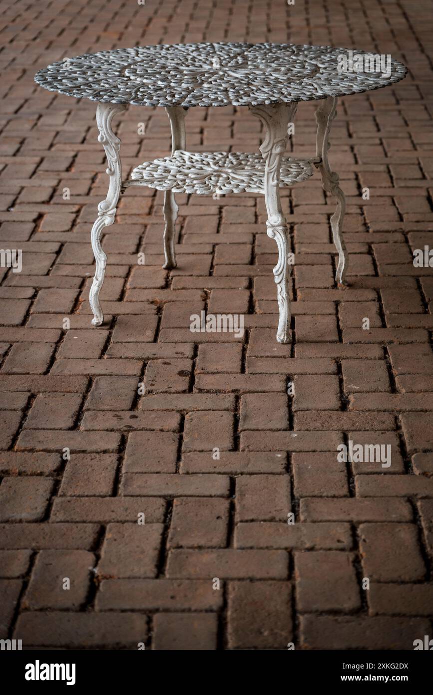 Cast iron garden table, Panama City, Panama, Central America Stock Photo