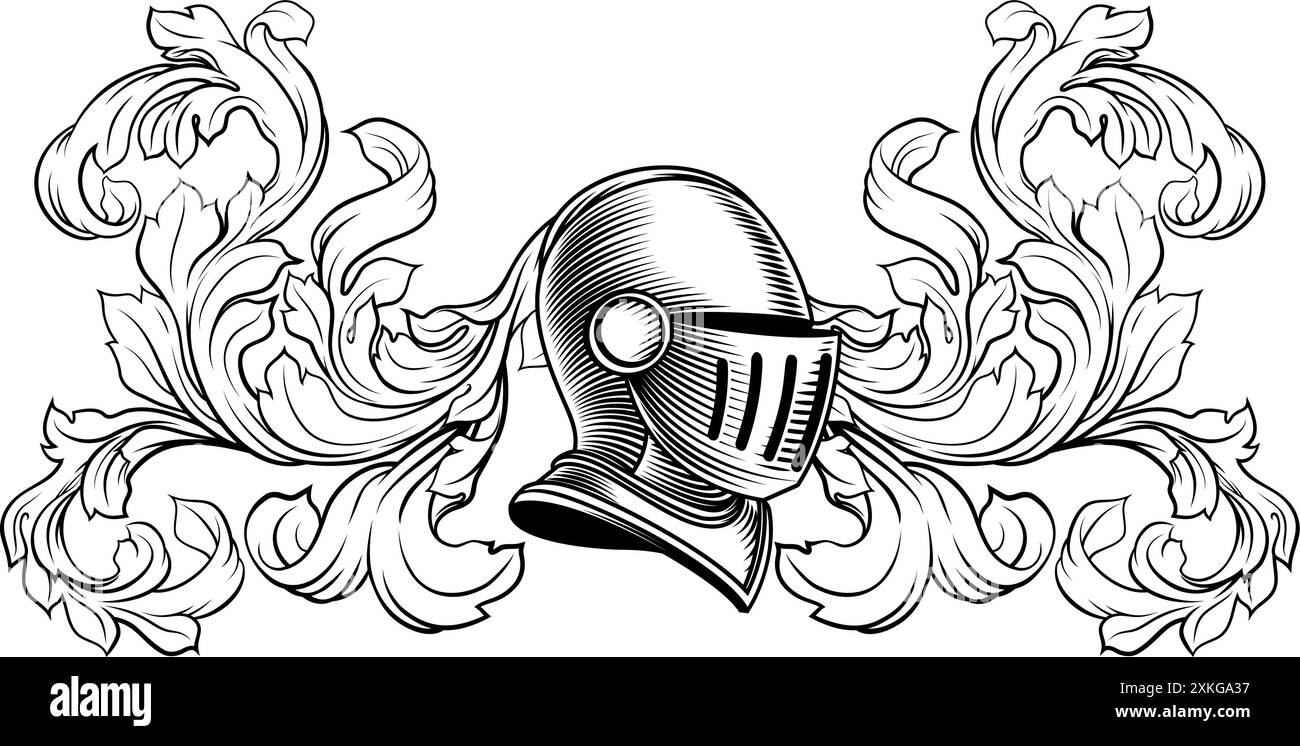 Coat of Arms Crest Knight Helmet Heraldry Design Stock Vector Image