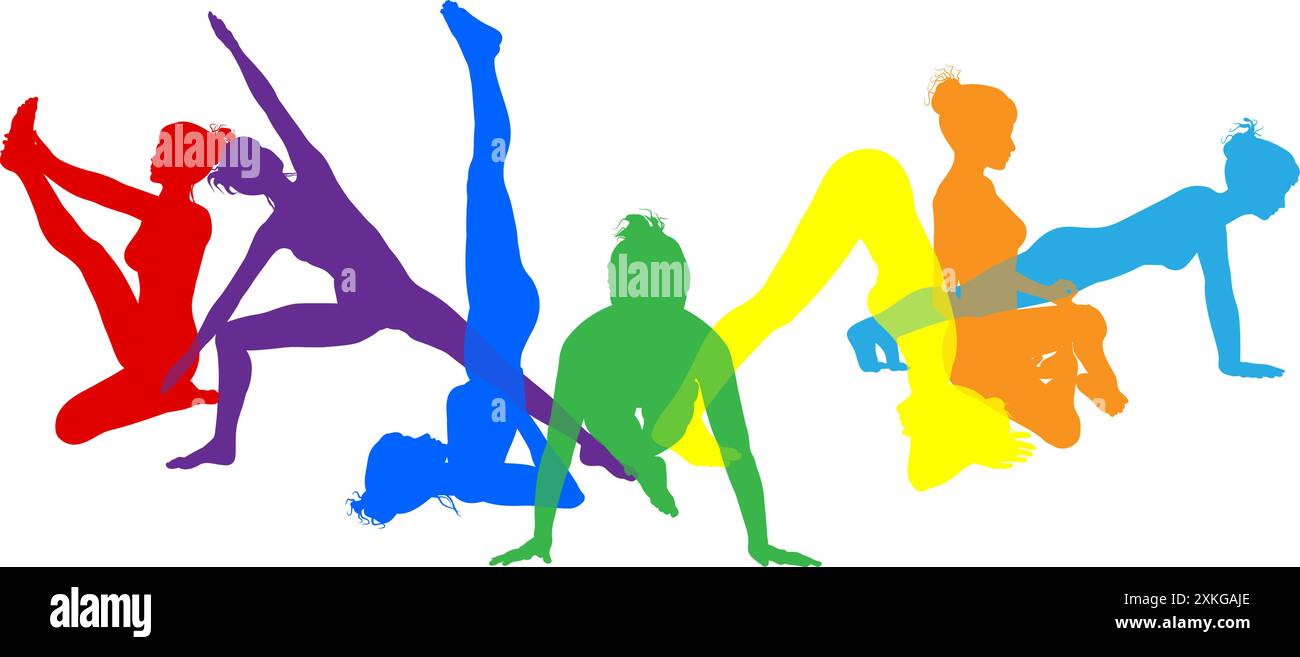 Yoga Pilates Poses Women Silhouettes Concept Stock Vector Image & Art