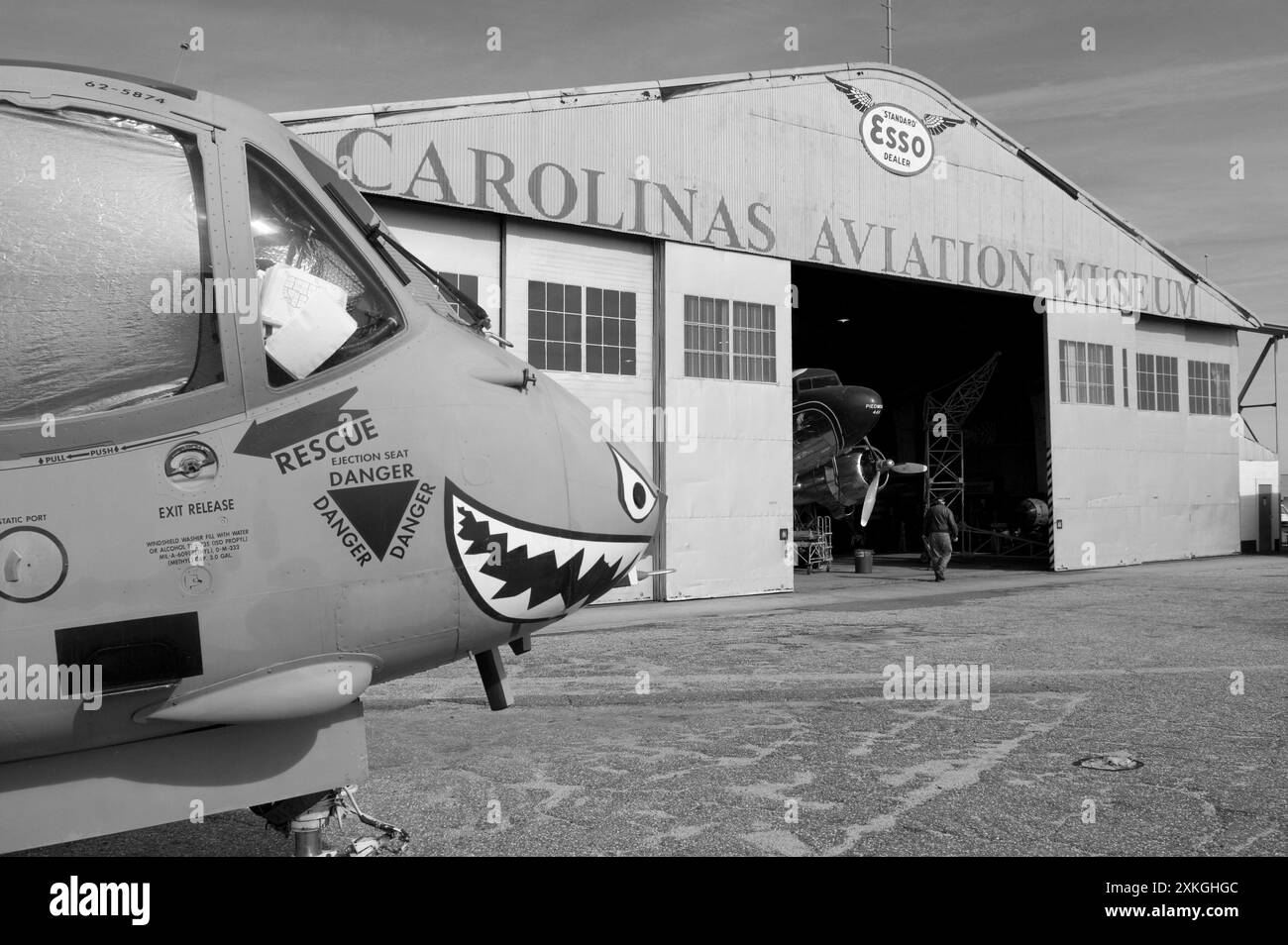 Backside view of the historic hanger at Carolina's Aviation Museum