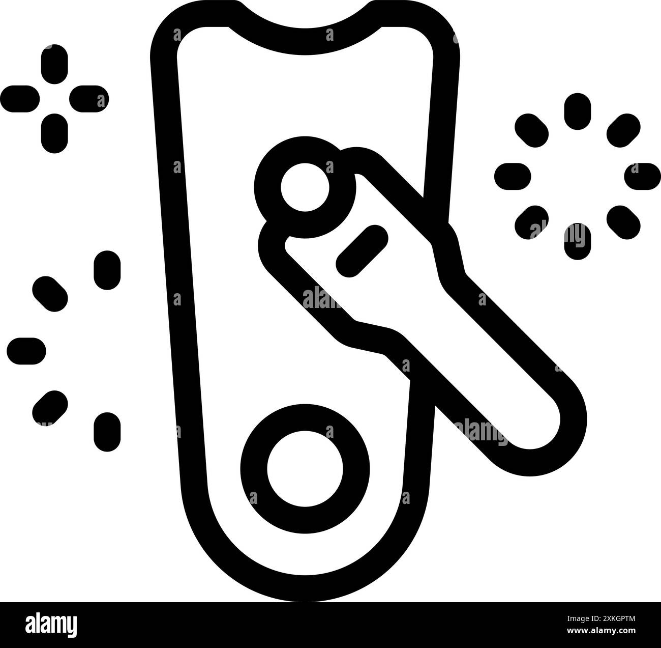 Line drawing of a game controller connecting to a console with lights ...