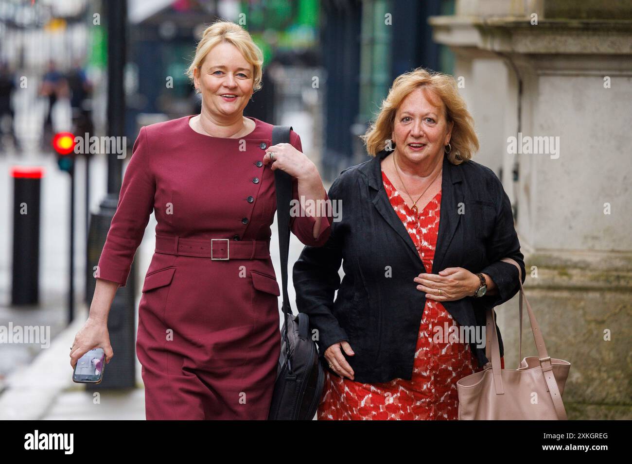 London, UK. 23rd July, 2024. Sharon Graham, General Secretary of Unite and Christine McAnea, General Secretary of Unison, arrive for a meeting at Number 10 with Labour Leader, Keir Starmer. Unite and Unison are the United Kingdoms two biggest Trade Unions. Credit: Mark Thomas/Alamy Live News Stock Photo