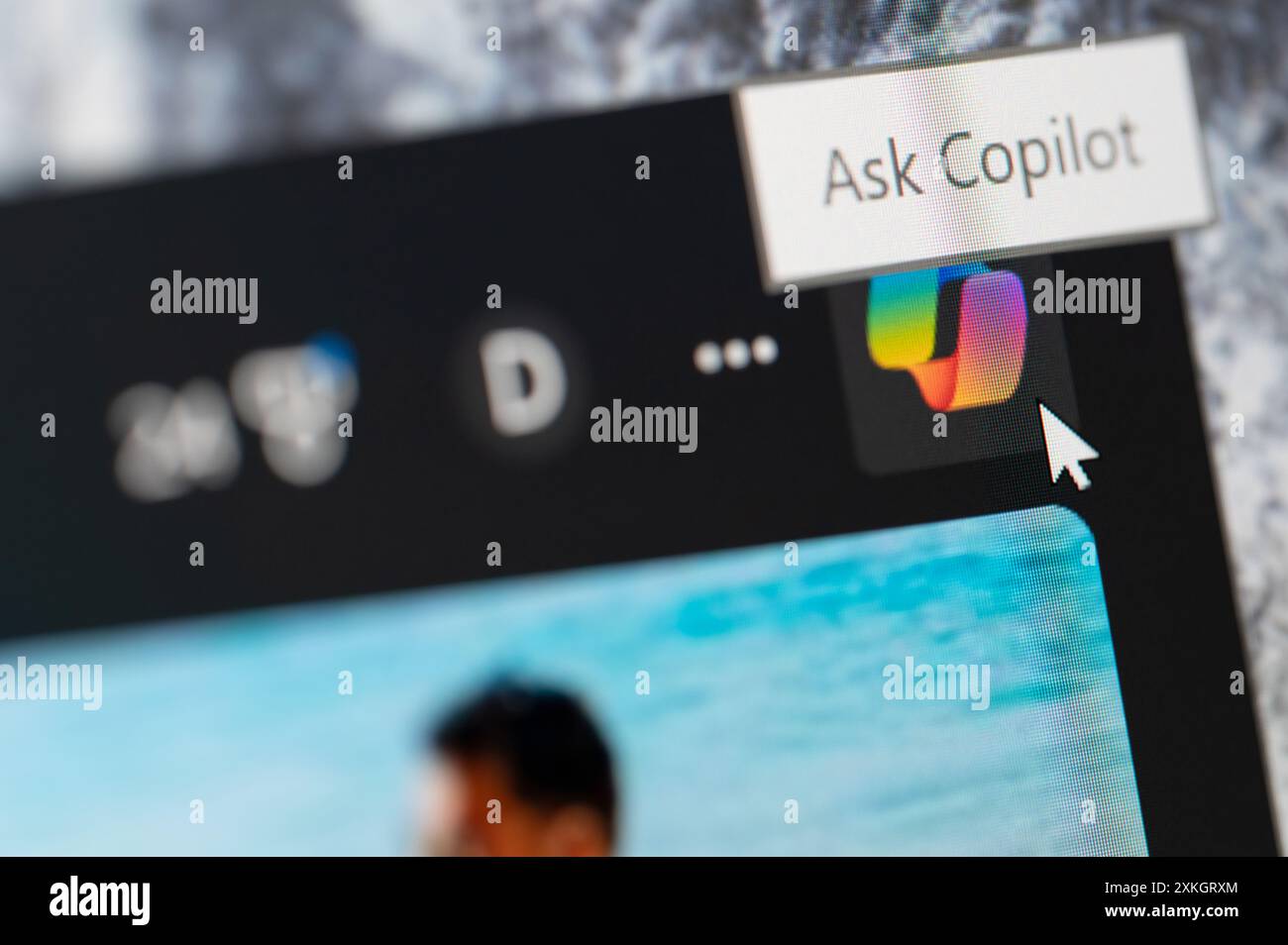 New York, USA - July 19, 2024: Clicking on Windows Copilot app on official web site screen close up view Stock Photo