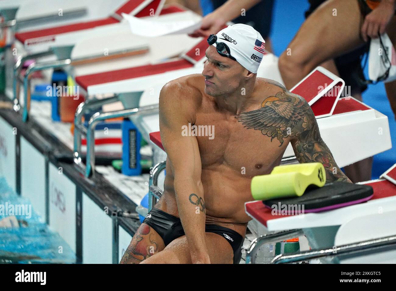 Paris, France. 23rd July, 2024. Olympic gold medalist Caeleb Dressel of ...
