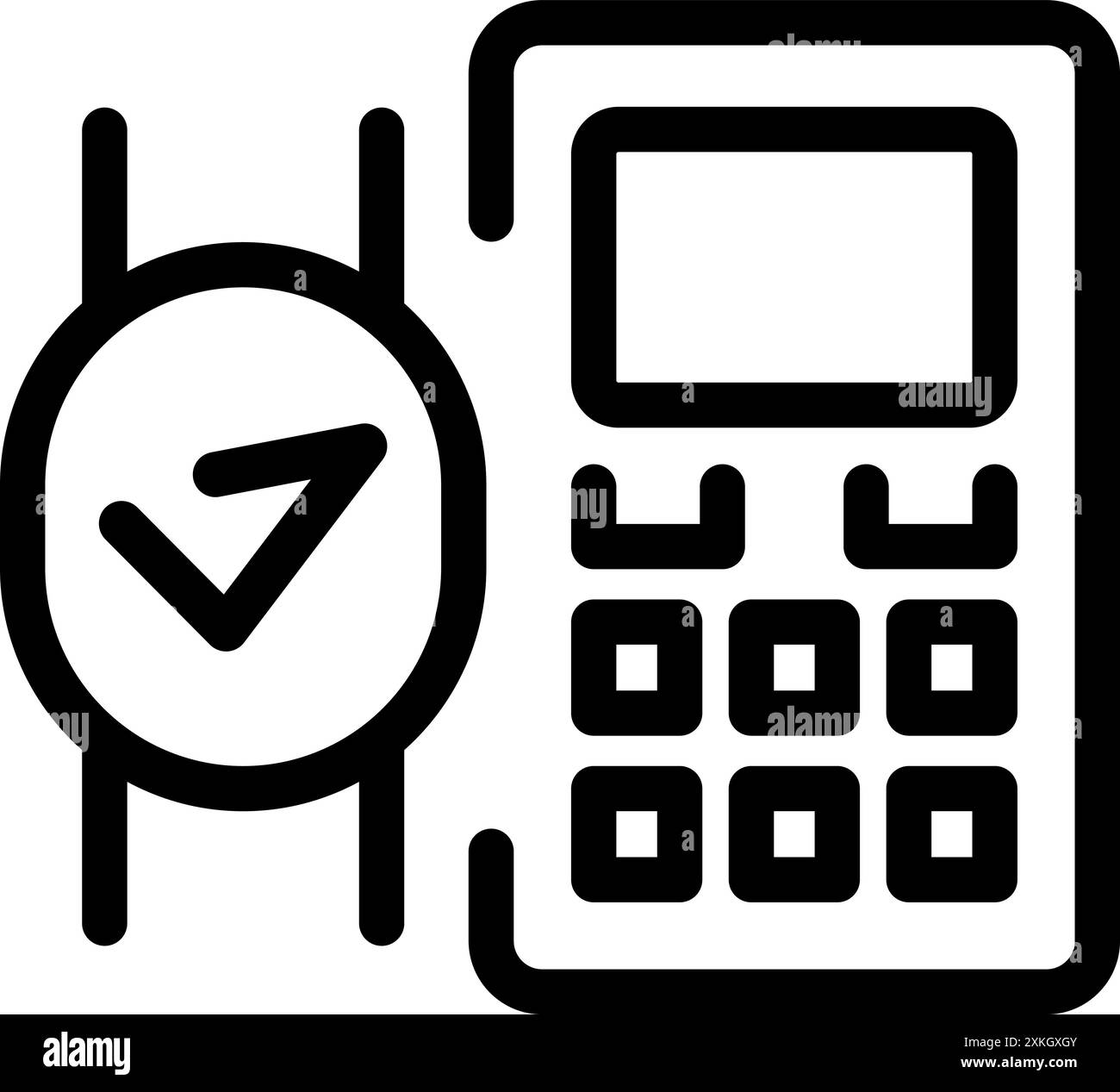 Electronic voting machine is displaying a checked ballot, indicating the approval of a proposal Stock Vector