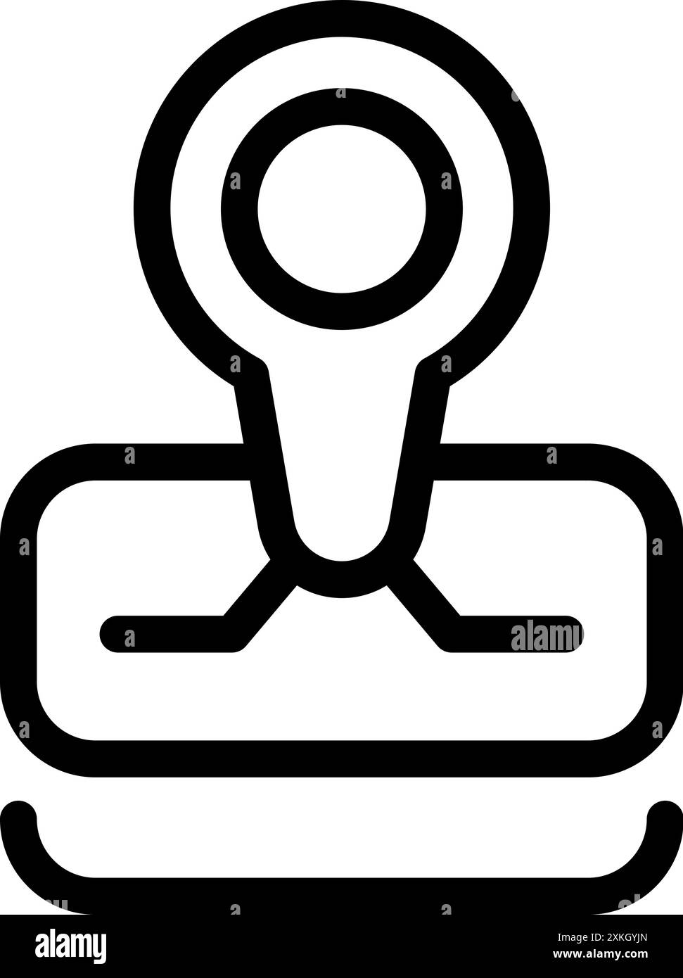 Location pin icon marking a specific point on a stylized map, symbolizing navigation and destination finding Stock Vector