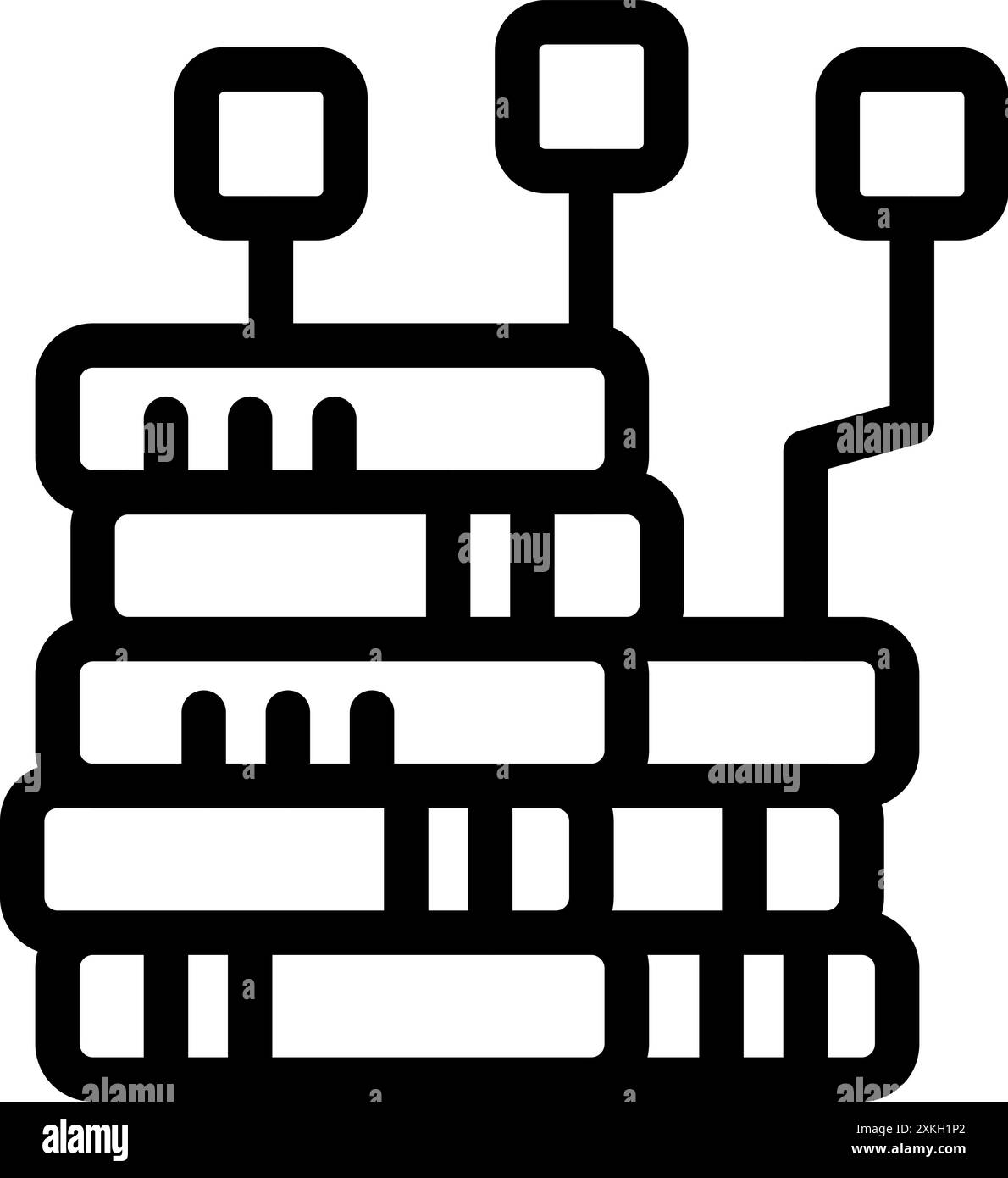 Blockchain technology is connecting with data server, ensuring secure and transparent data management Stock Vector