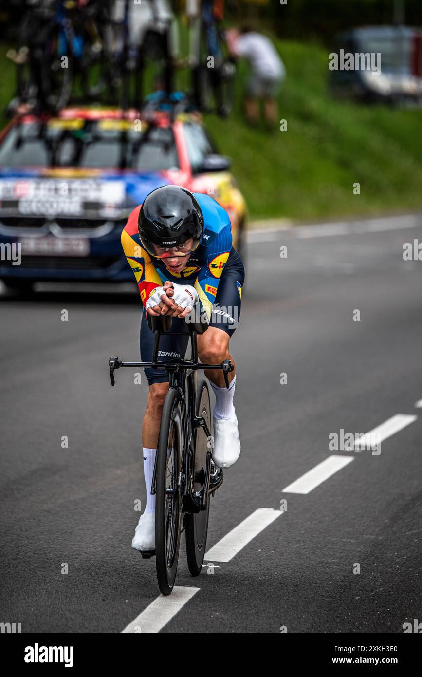 GIULIO CICCONE of LIDL TREK cycling in the Tour de France Stage 7 TT between Nuits Saints Georges and Gevrey Chambertain 05 07 24 Stock Photo Alamy