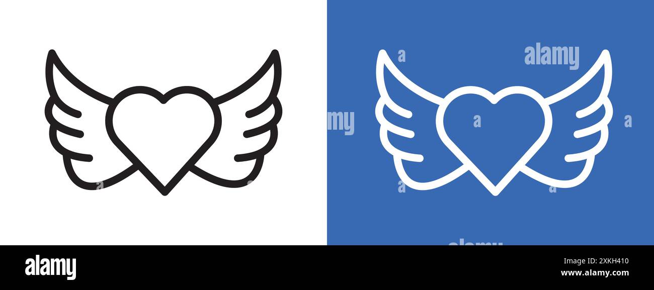 angel wing icon logo sign vector outline in black and white color Stock ...