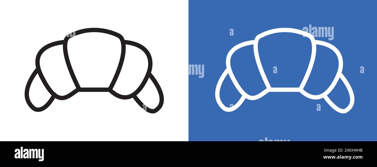 Croissant icon logo sign vector outline in black and white color Stock ...