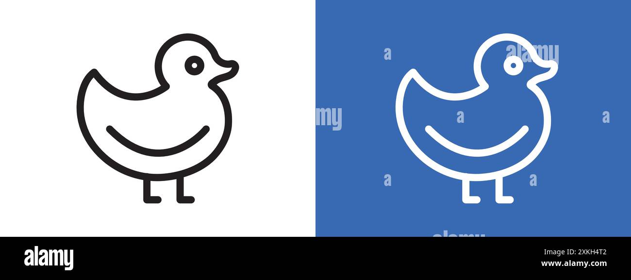 Duck icon logo sign vector outline in black and white color Stock Vector