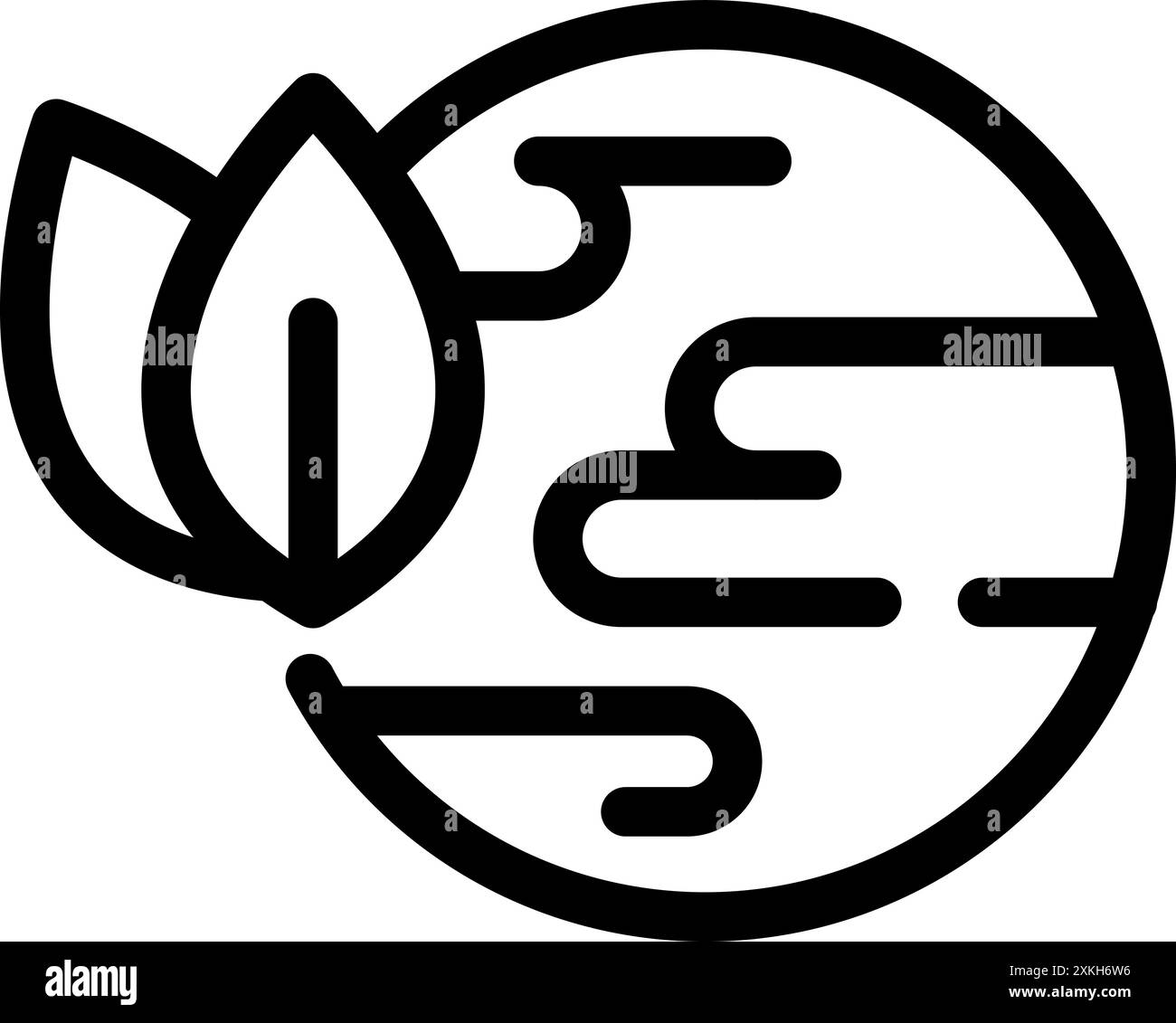 Line art icon of planet earth with leaves symbolizing environmental ...