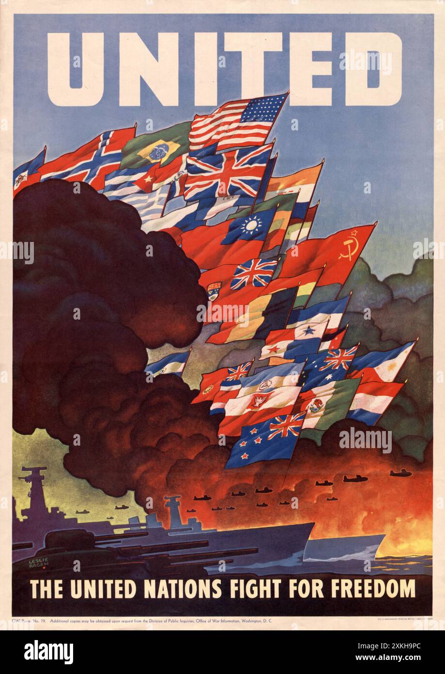 A poster of the United Nations alliance's fight for freedom during World War II Stock Photo