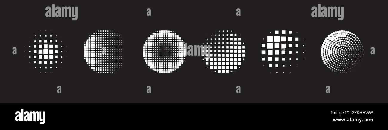 Logo design element. Halftone circular dotted frames set. Vector illustration Stock Vector