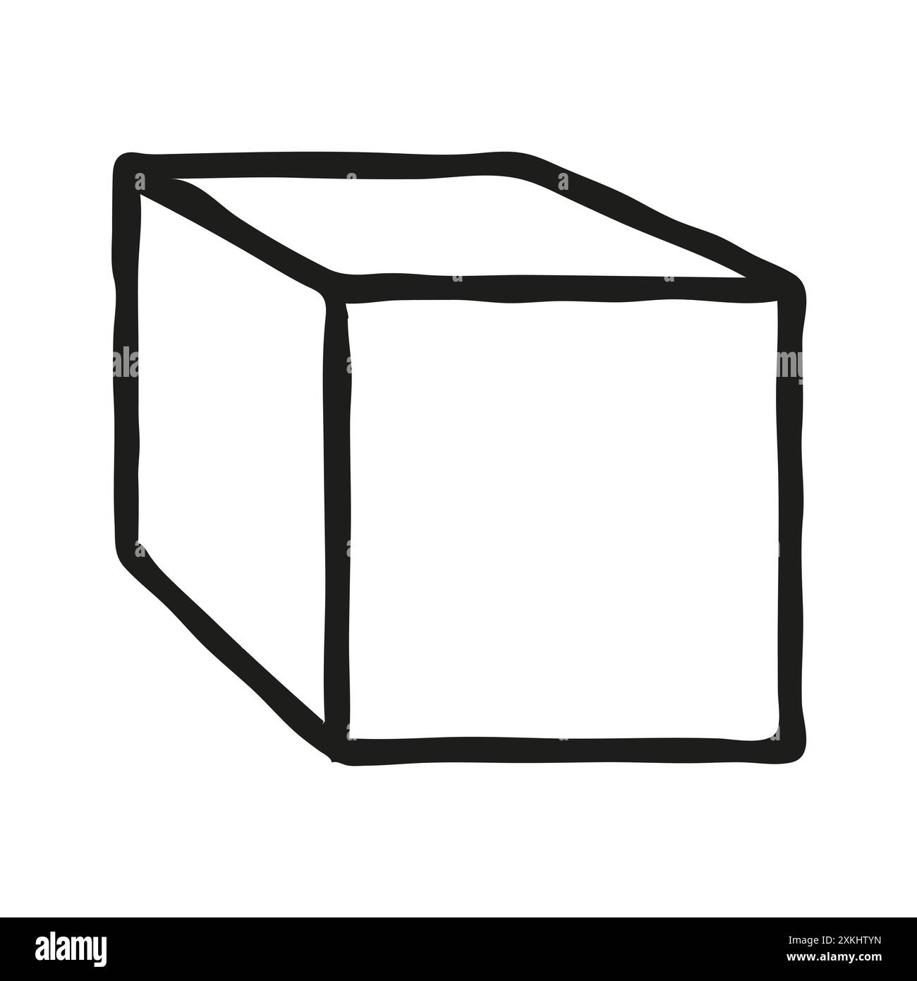 Doodle cube, simple style symbol hand drawn with thin line Stock Vector