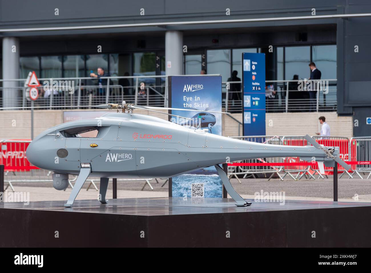 Leonardo AWHero UAV on display at Farnborough International Airshow