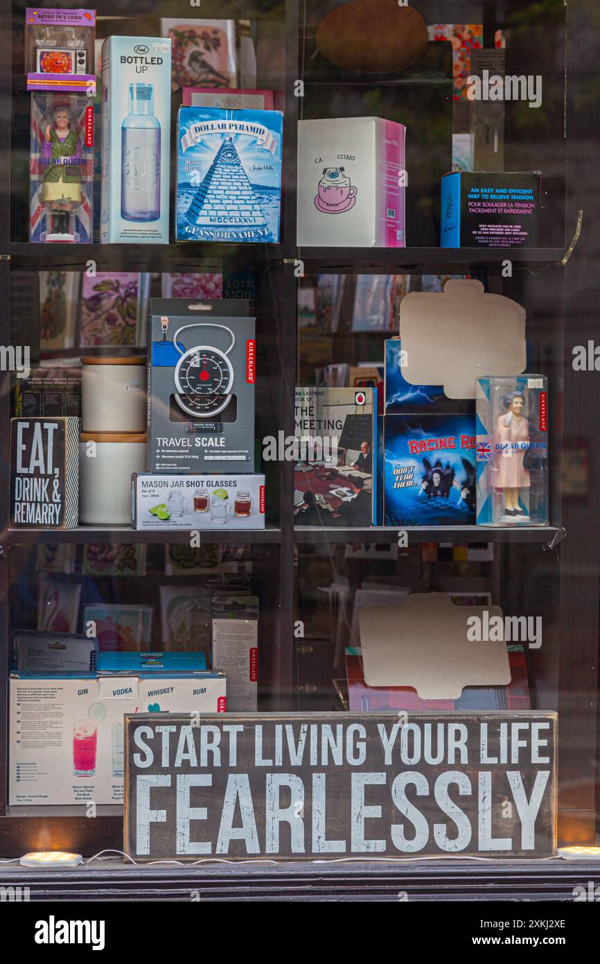 Challenging sign in a Gastown shop window Vancouver Canada Stock Photo