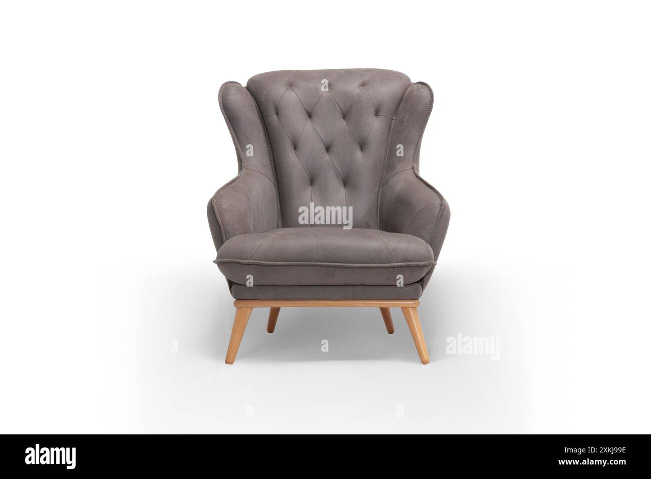 Elegant Light Gray Armchair with Wavy Armrests