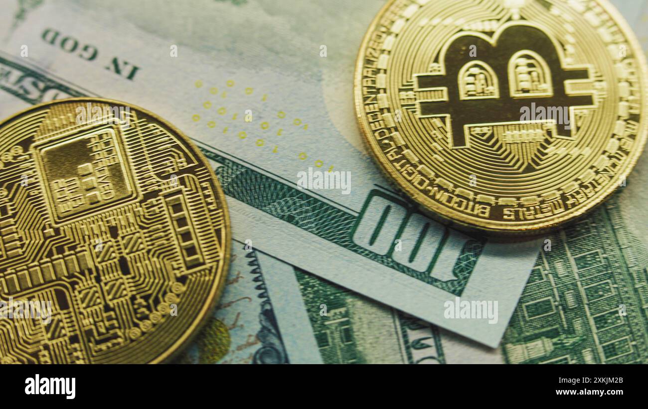 close-up portrait of Franklin with bitcoin glasses Stock Photo - Alamy