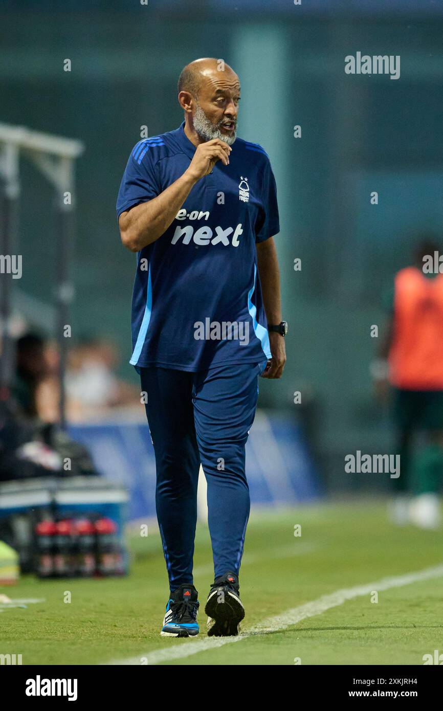 San Pedro Del Pinatar, Spain. 23rd July, 2024. MURCIA, SPAIN - JULY 23: Nuno Espírito Santo head coach of Nottingham Forest looks on during the pre-season friendly match between Nottingham Forest and Millwall at Pinatar Arena Stadium on July 23, 2024 in Murcia, Spain. (Photo by Francisco Macia/Photo Players Images/Magara Press) Credit: Magara Press SL/Alamy Live News Stock Photo