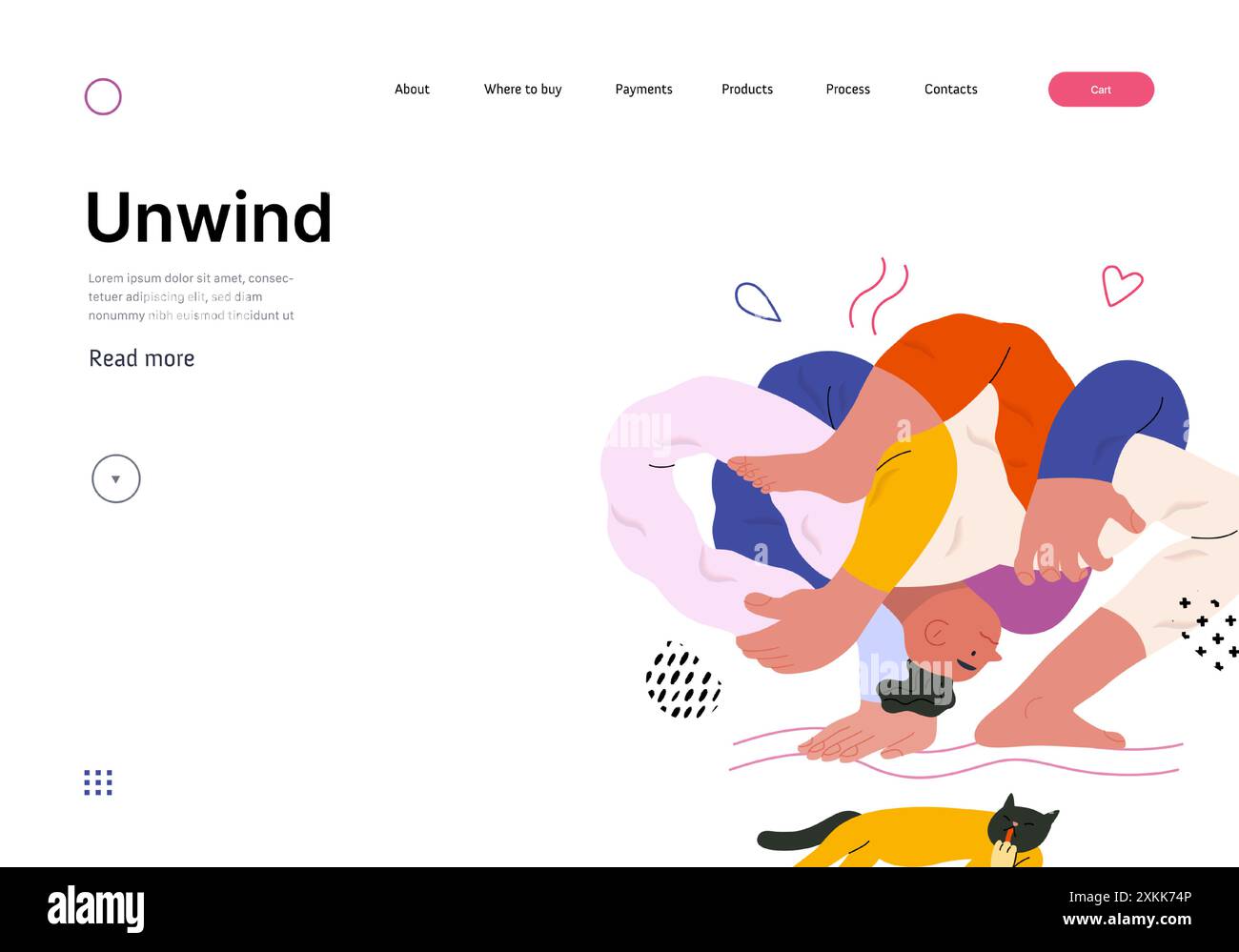 Life Unframed Yoga modern flat vector concept illustration of man