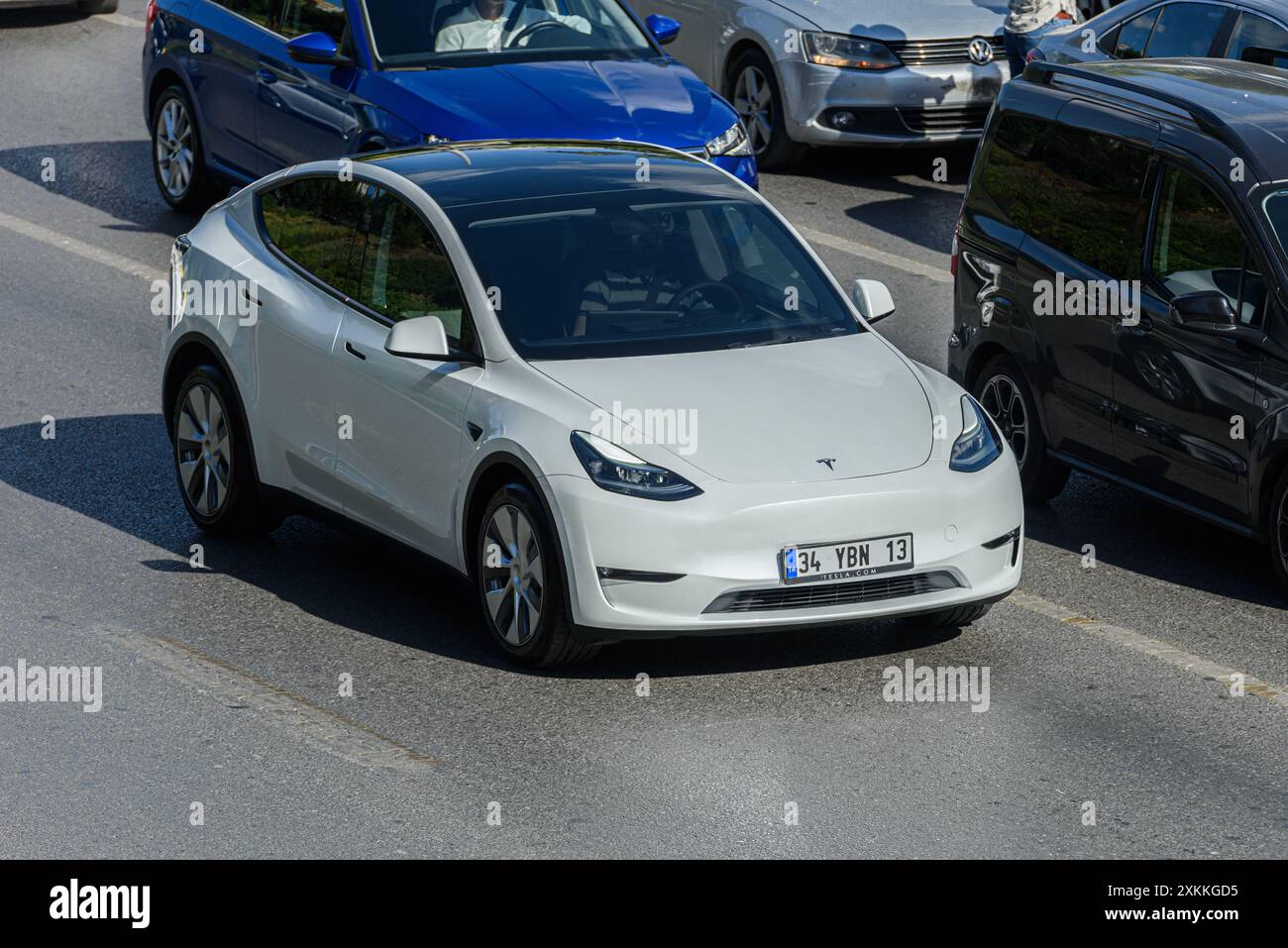 ISTANBUL, TURKEY - JULY 20, 2024: Tesla Model Y on the highway ...