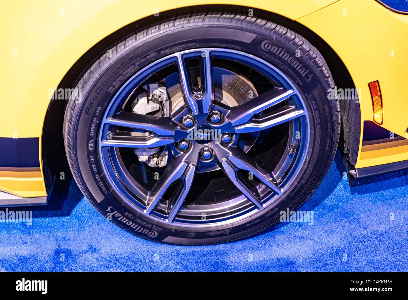 New York City, USA - March 27, 2024: Wheel with rim and tire of 2024 ...