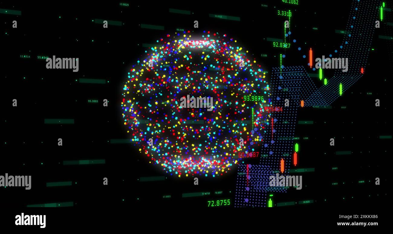 Image of digital data processing over globe of connections Stock Photo ...