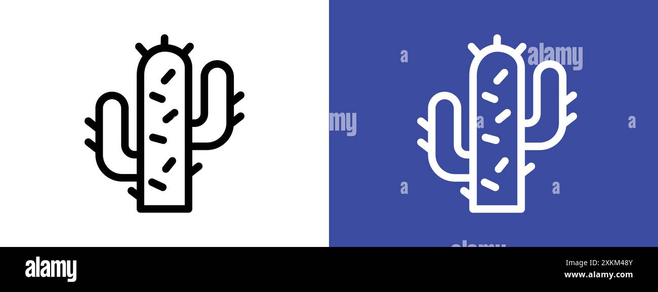 Cactus icon logo sign vector outline in black and white color Stock ...