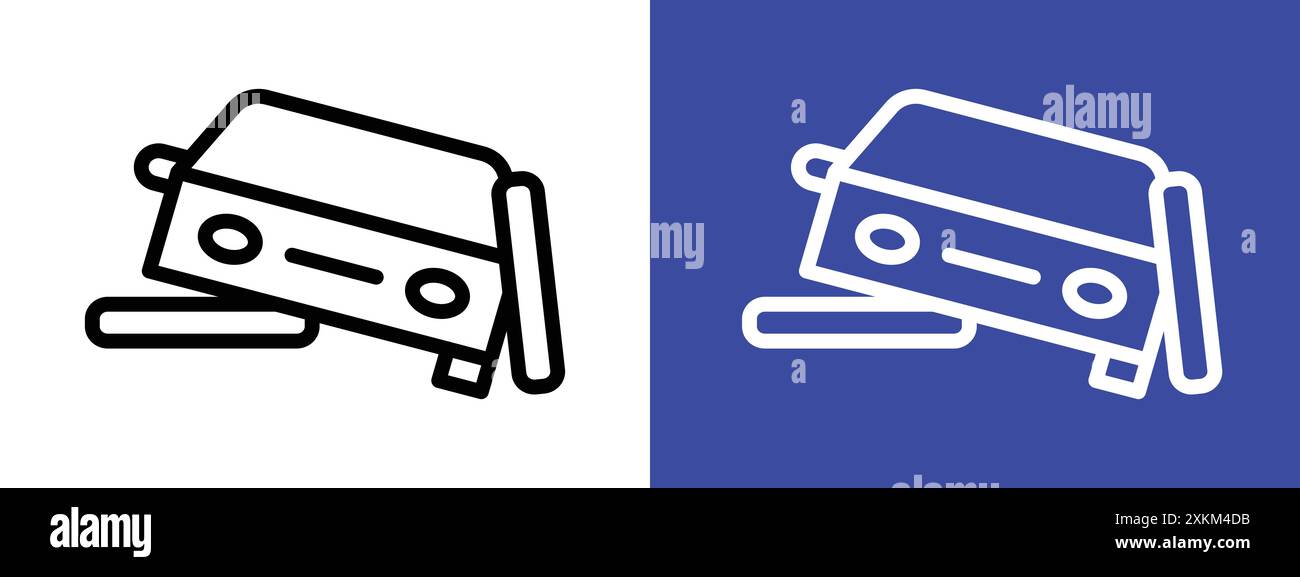 car accident icon logo sign vector outline in black and white color ...