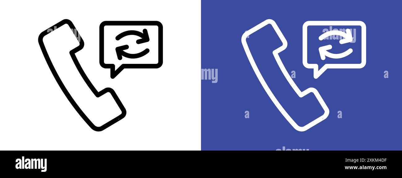 Call back icon logo sign vector outline in black and white color Stock ...