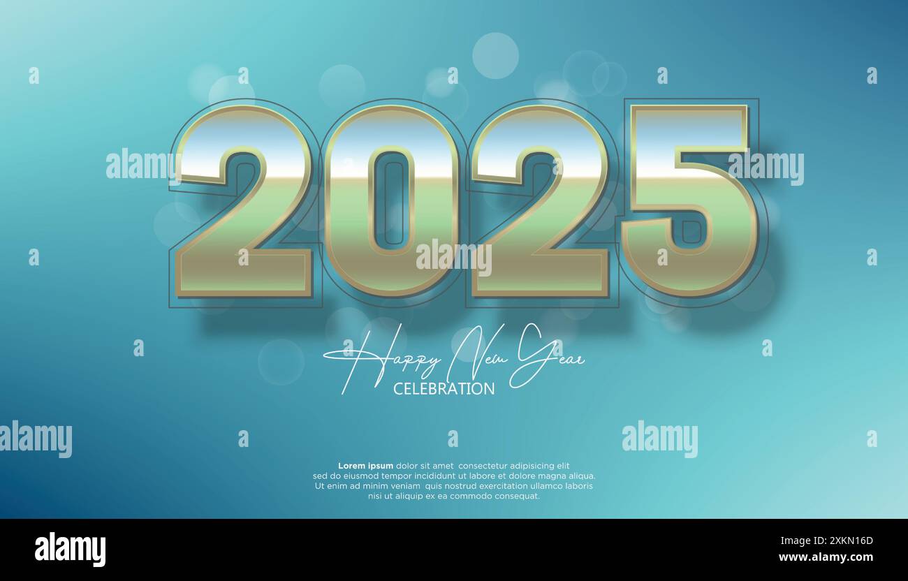 Happy New Year 2025. festive realistic decoration elegant number for Celebrate 2025 party