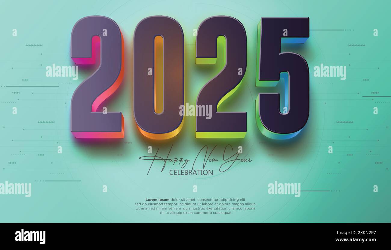 Happy New Year 2025. festive realistic decoration elegant number for Celebrate 2025 party