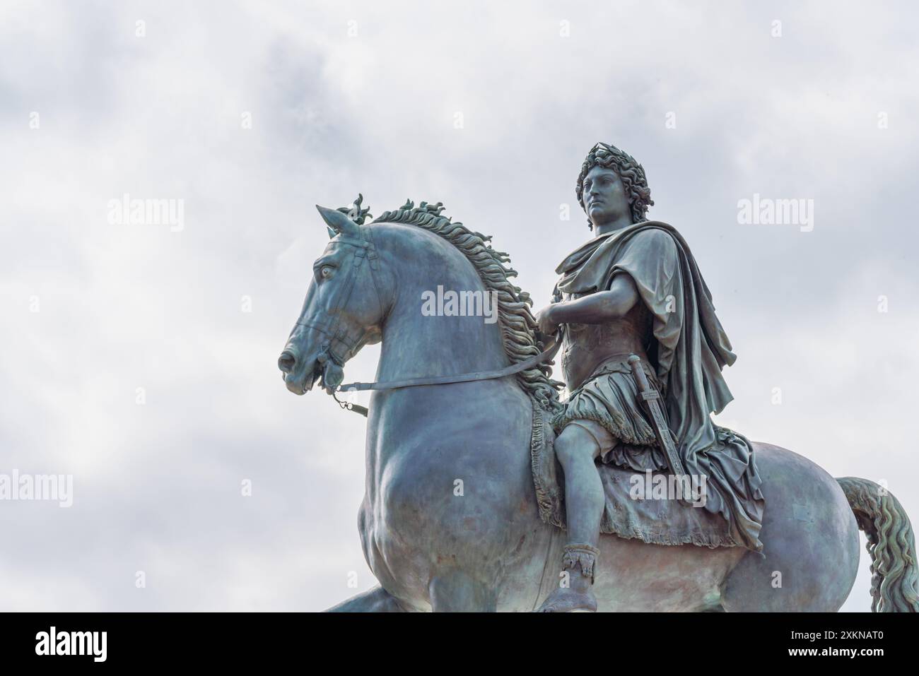 Lyon, France. June 11, 2024. Equestrian statue of King Louis XIV of France by François-Frédéric Lemot  in 1825 and installed in Place Bellecour Stock Photo