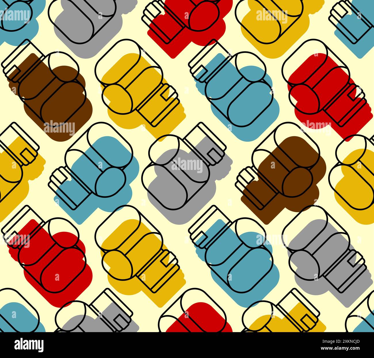 Boxing glove pattern seamless. boxing accessory background. Boxer uniform texture Stock Vector