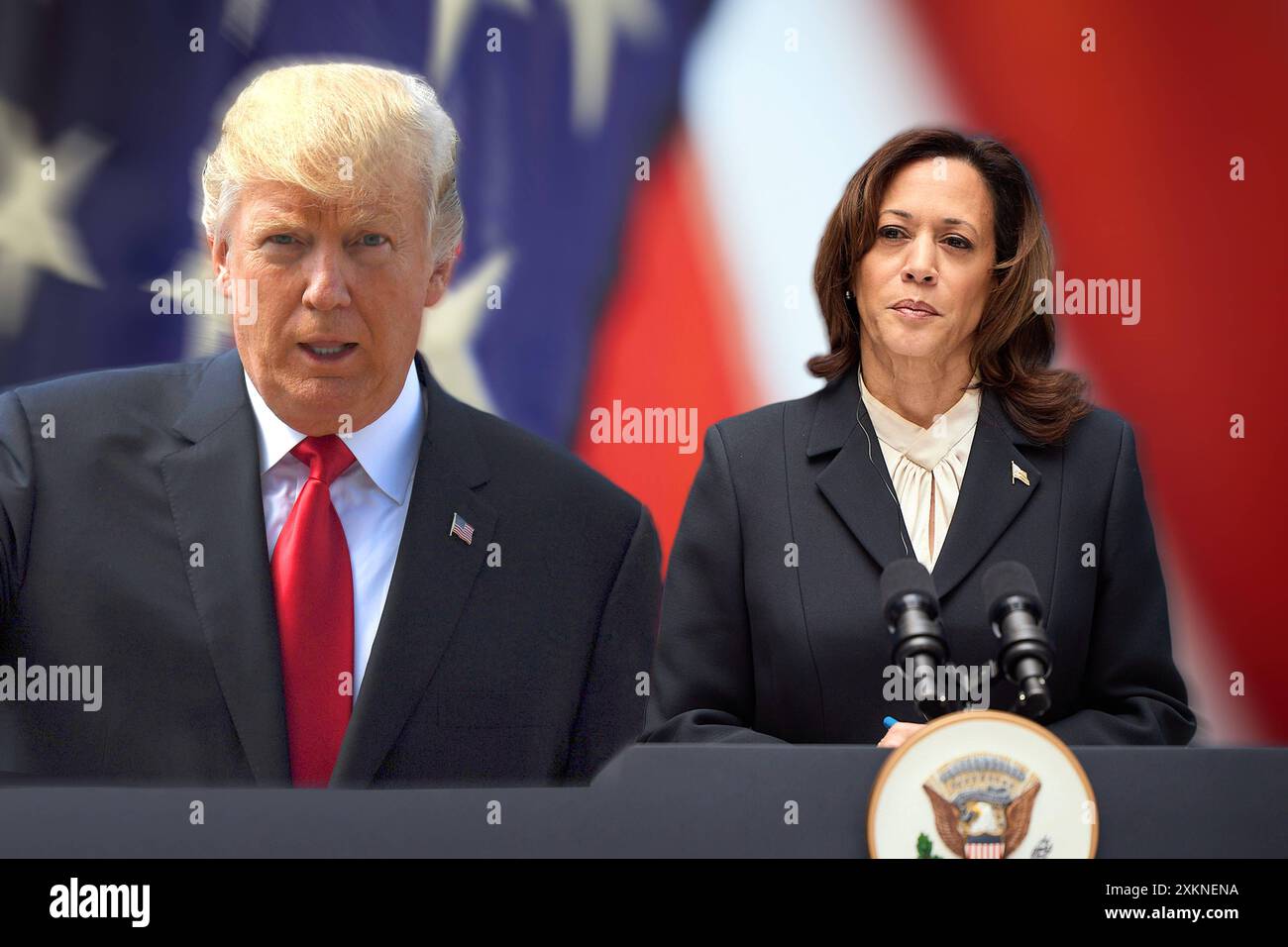 FOTOMONTAGE: Themenbild US Wahlen 2024. Donald TRUMP Republikaner und ...