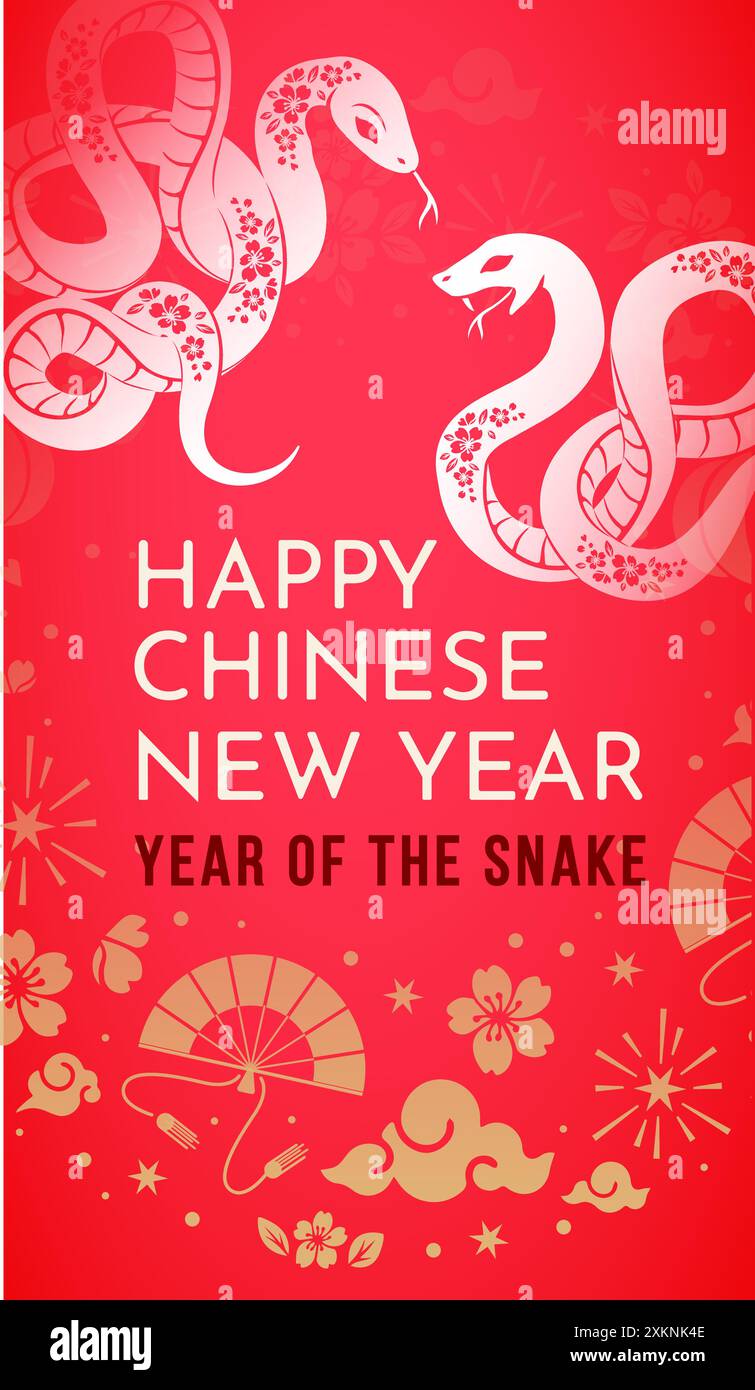New year 2025 of the chinese snake zodiac posters with gold snake
