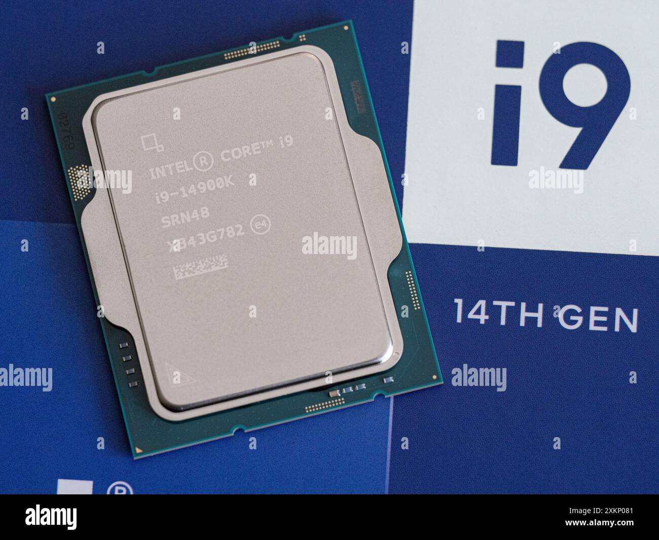 Intel Core 14th gen i9-14900K processor case, focus on CPU Intel Core 14th gen i9-14900K processor case, focus on CPU