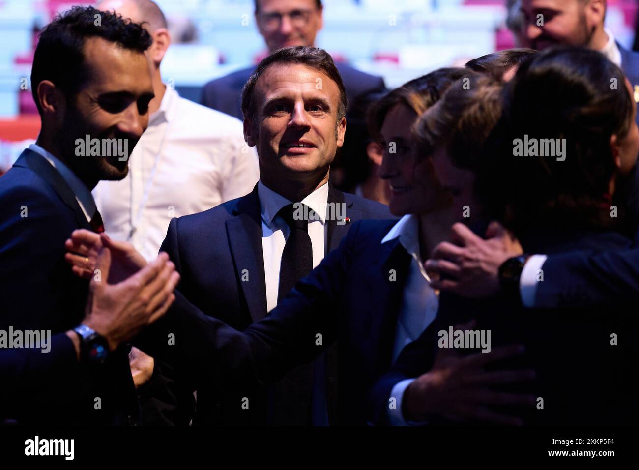 paris-france-24th-july-2024-french-president-emmanuel-macron-is