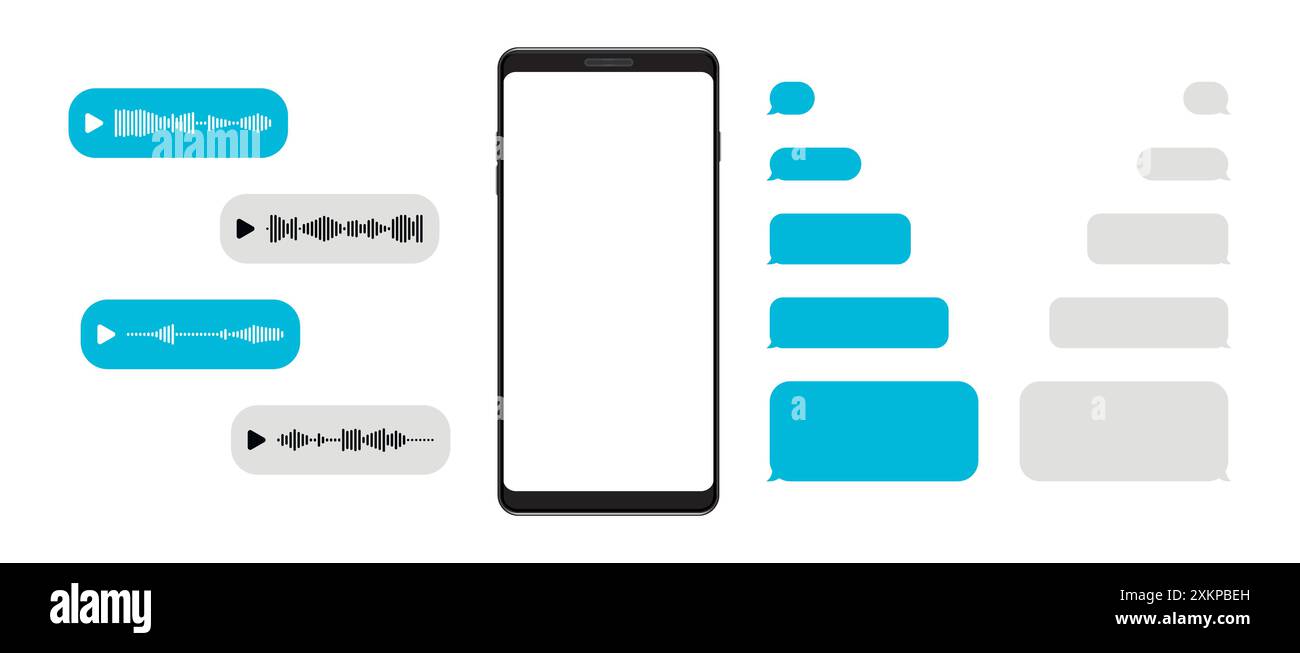Mockup smartphone with template blank messenger chat and voice message ...