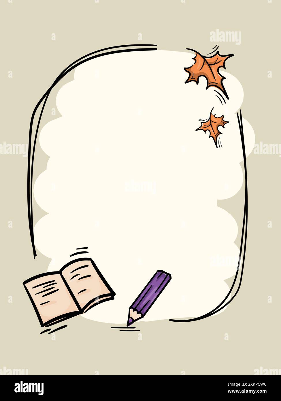 Simple vector frame for school design. Hand drawn illustration of ...