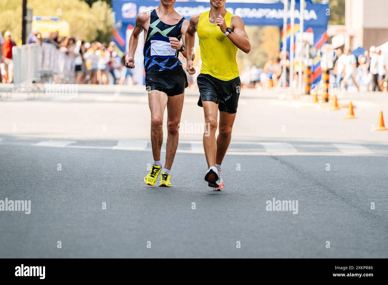 racewalking marathon, two leading men athlete a distance race Stock ...