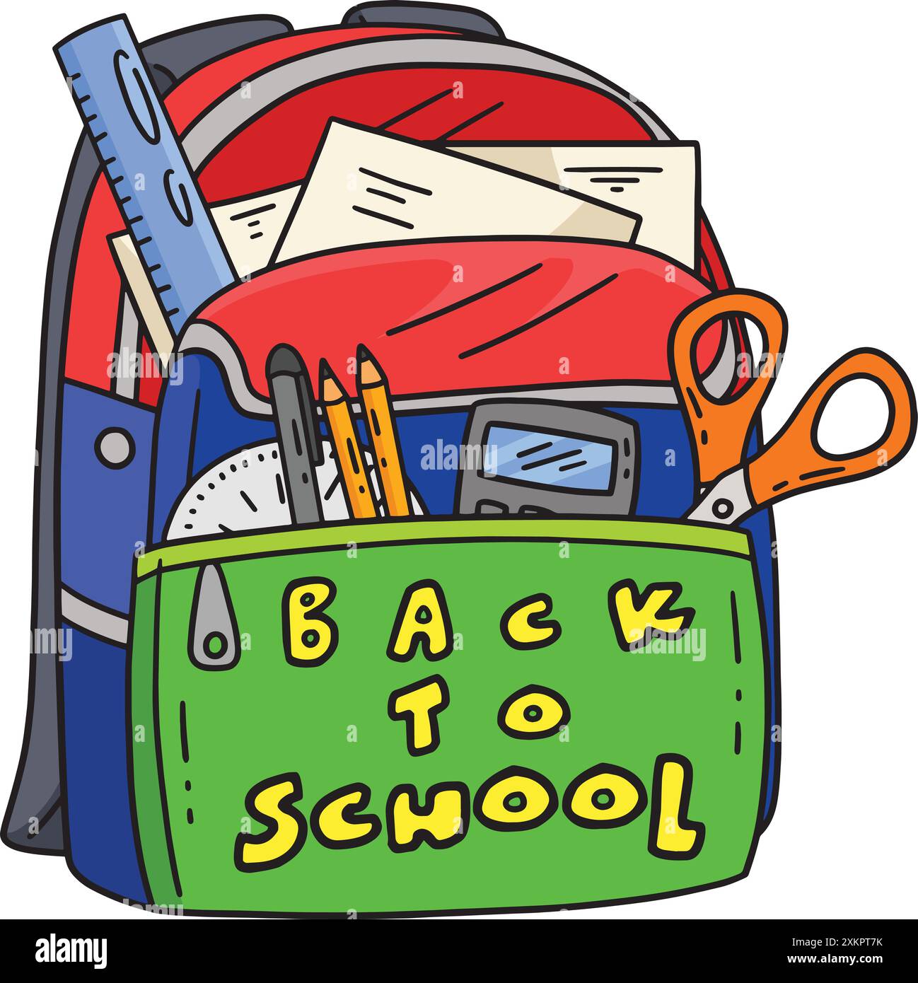 First Day of School Back to School Bag Clipart Stock Vector Image & Art ...