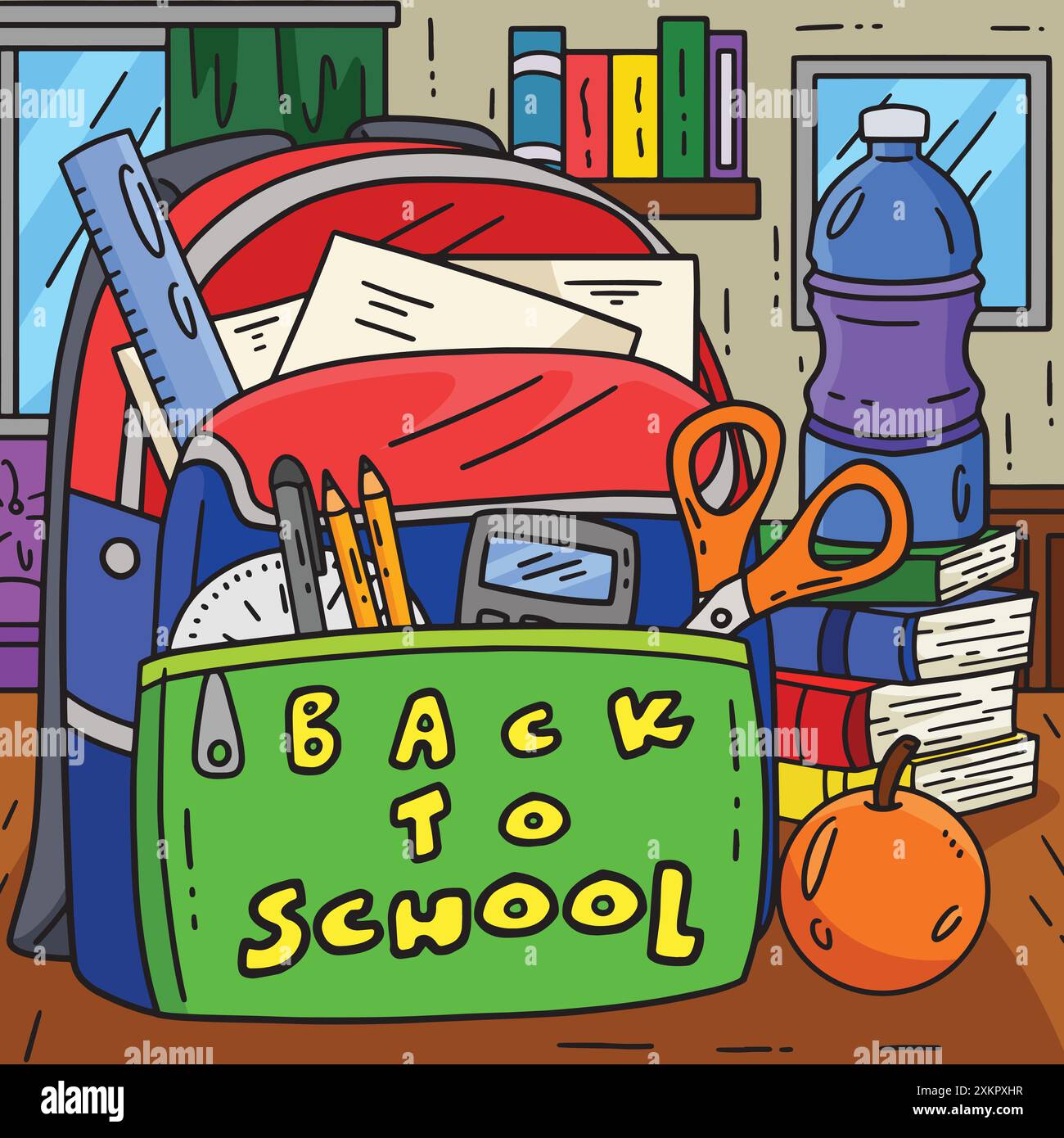 First Day of School Back to School Bag Colored Stock Vector Image & Art ...