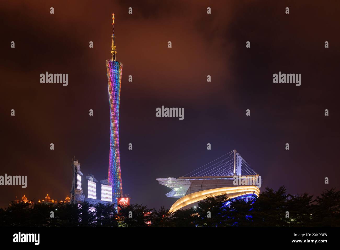 Night view of the Canton Tower. Guangzhou, China Stock Photo