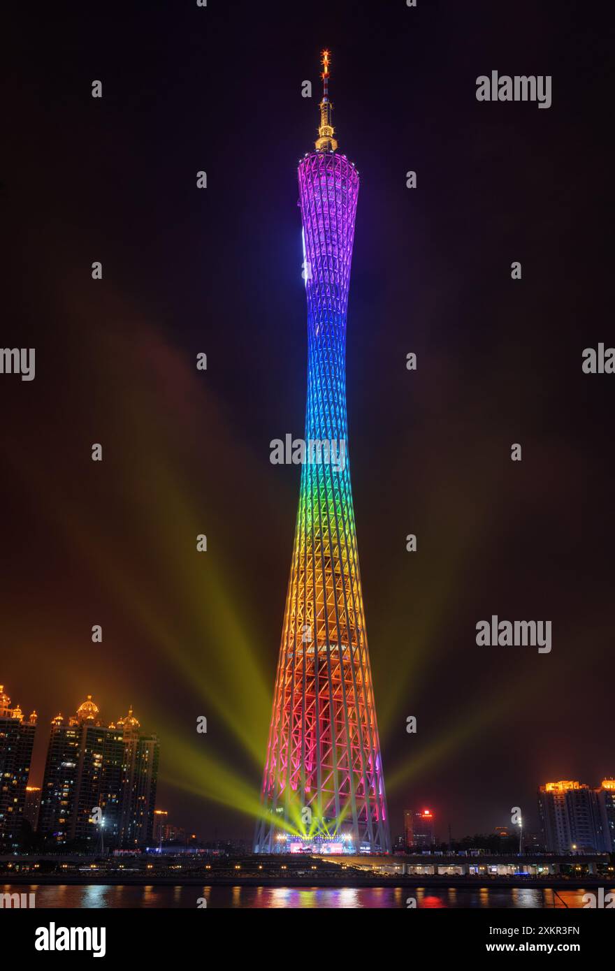 Night view of the Canton Tower, Guangzhou, China Stock Photo
