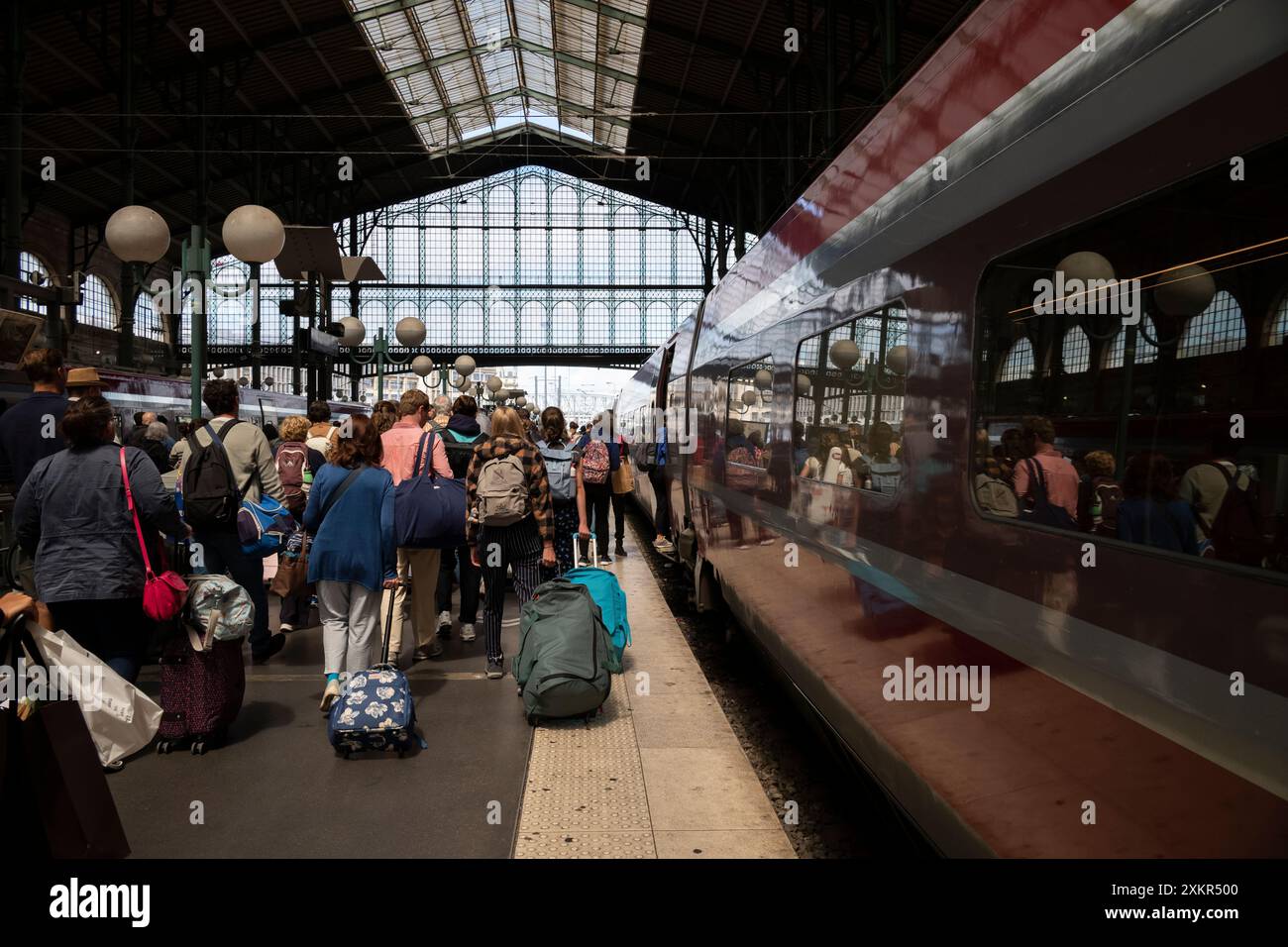 Eurostar travellers at Gare Du Nord in Paris, Stock Photo