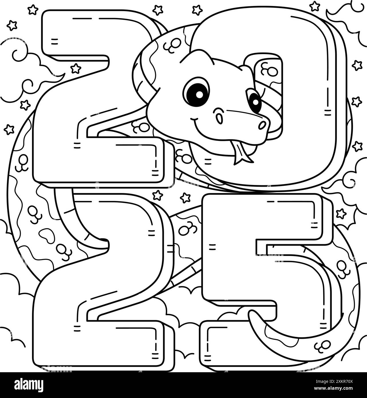 2025 Year of the Snake Coloring Page for Kids Stock Vector Image & Art Alamy