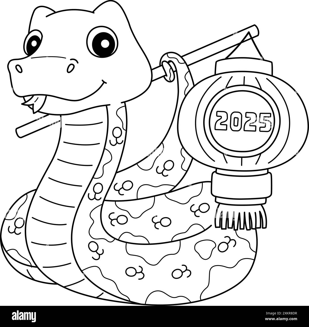 Year of the Snake Holding a Lantern 2025 Isolated Stock Vector Image ...